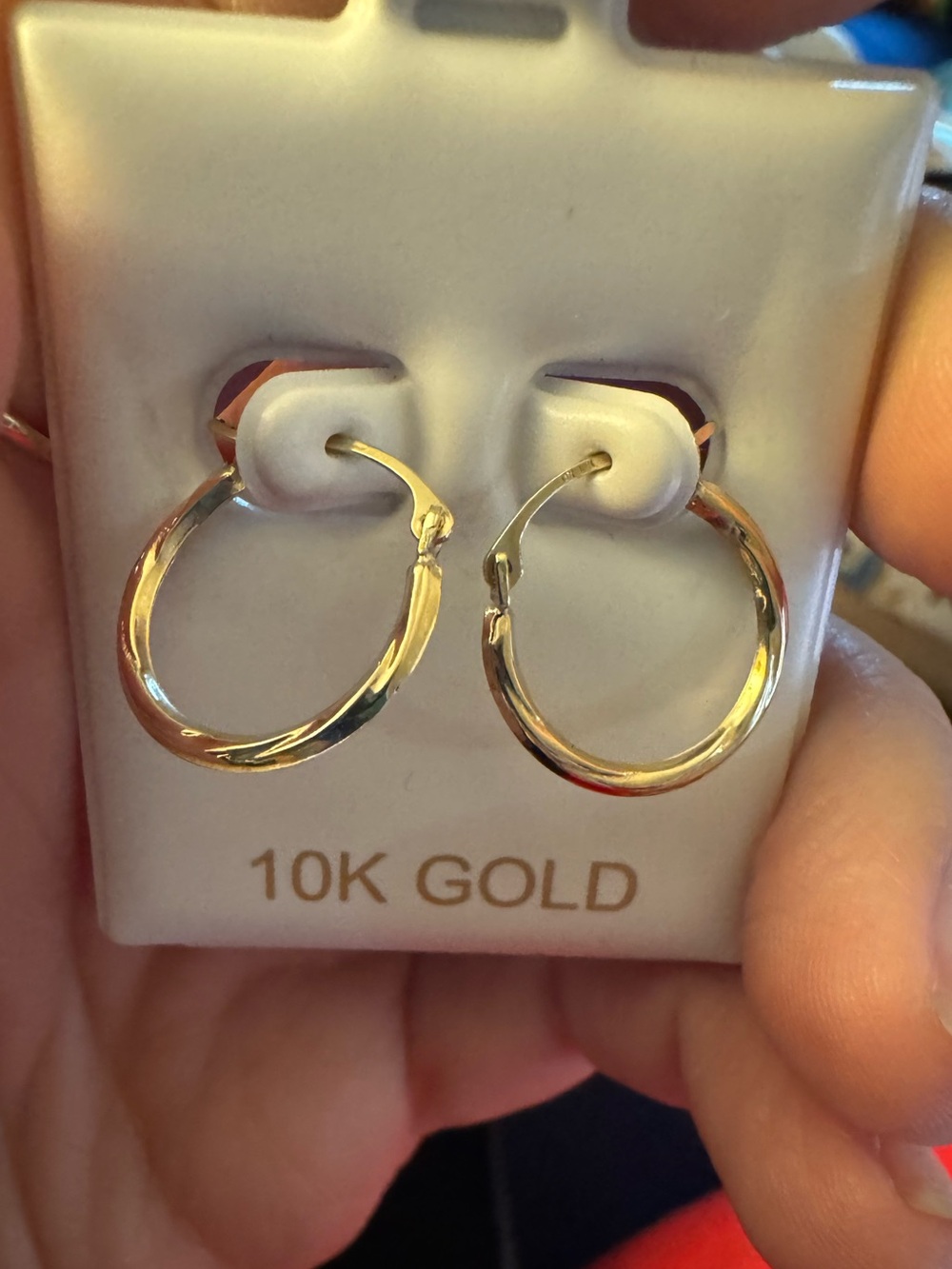 BRAND NEW SOLID 10k yellow gold twist hoop earrings 15mmx1mm